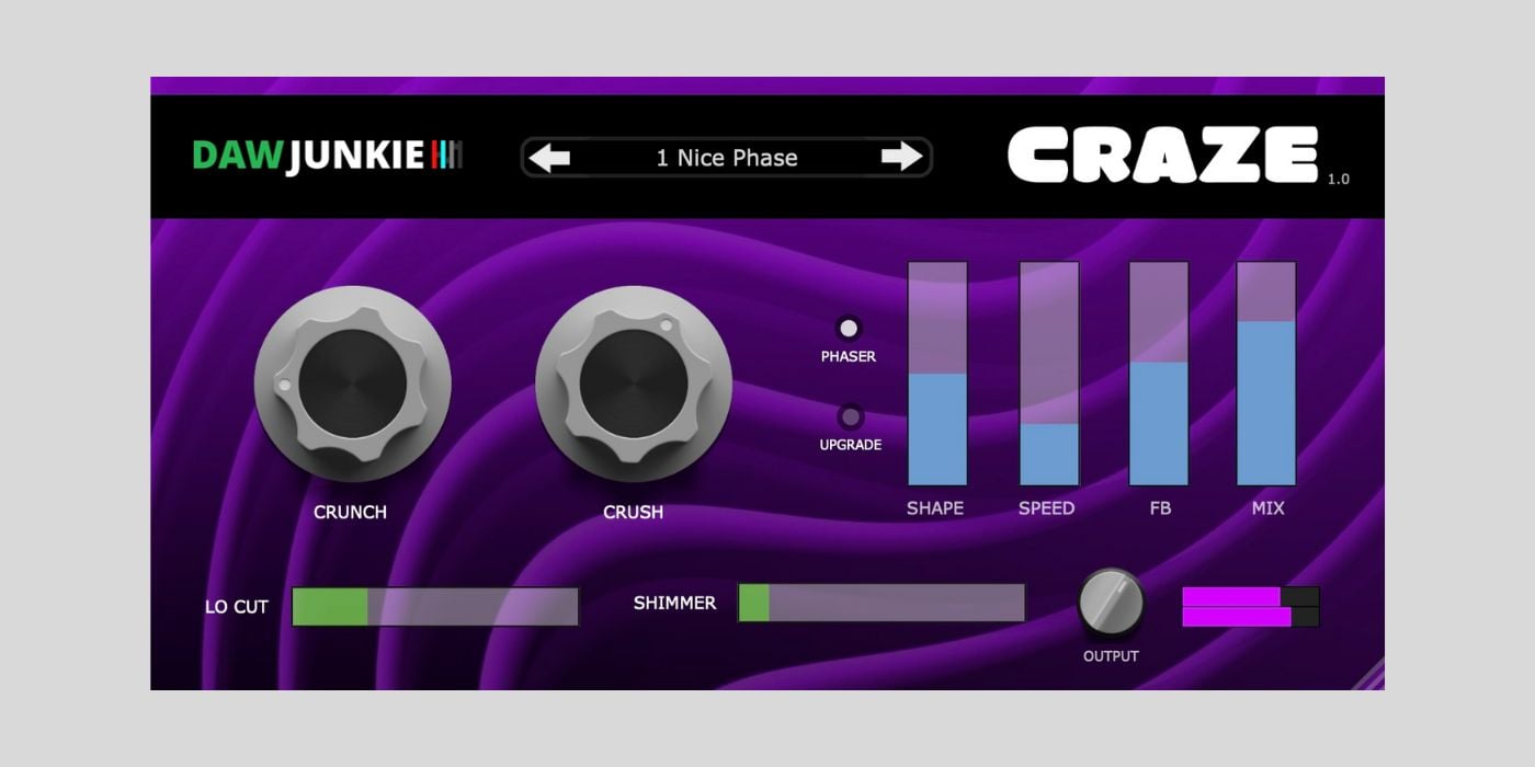 DAWJunkie releases Craze, a FREE crunchy phaser effect